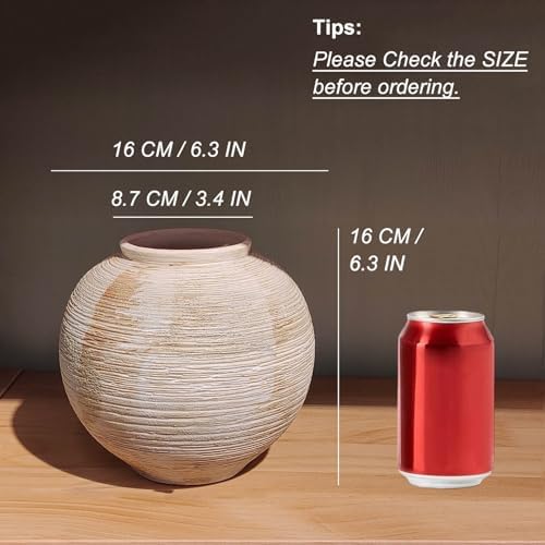 Rustic Ribbed Vase - 63 Inch Ceramic Farmhouse Decor