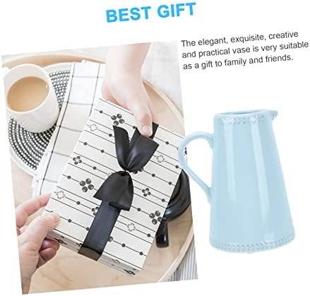 1 Pc Chic Blue Ceramic Flower Vase Elegant Home Decor