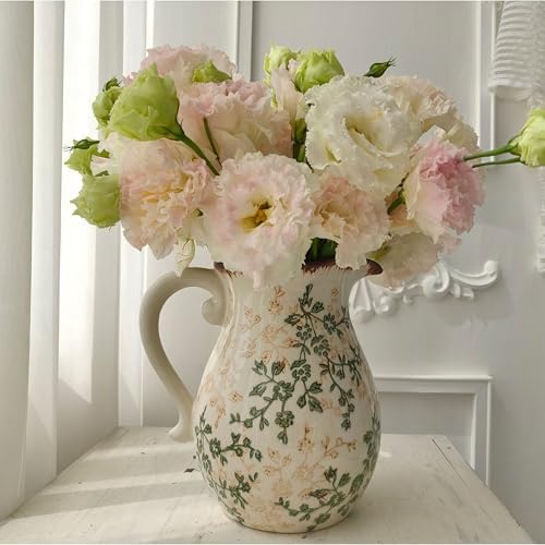 Rustic Ceramic Vase with Crackle Glaze Farmhouse Decor 1