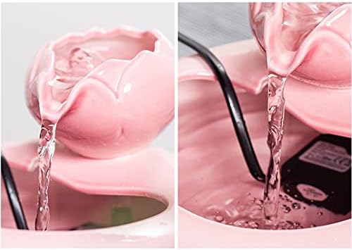 Pink Ceramic Tabletop Water Fountain with Zen Design