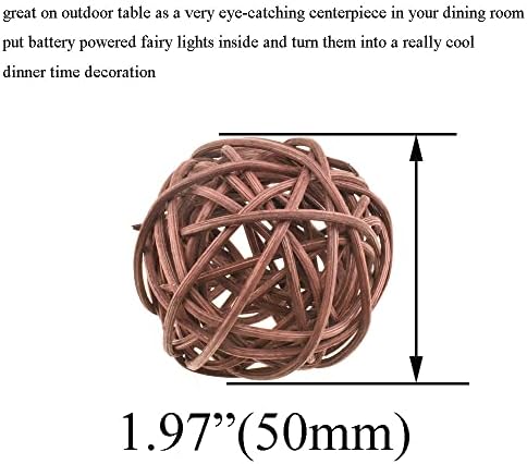 HAHIYO 50mm Wicker Rattan Balls 12PCS Brown Decor