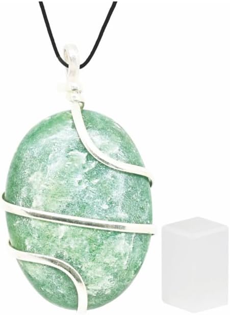 Oval Dark Green Jade Stone with Selenite Cube