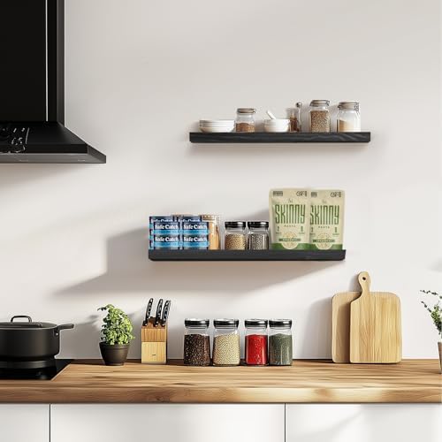 Floating Wall Shelves 2 Pack Rustic Black 16 Inch