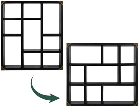 MITREL 177x157-Inch Shadow Box Shelf Set of 2 Classic Black