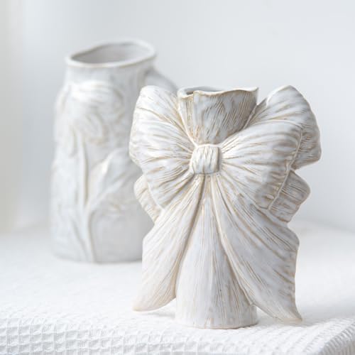 Beige White Pitcher Vase with Handle 7 Inch French Ceramic