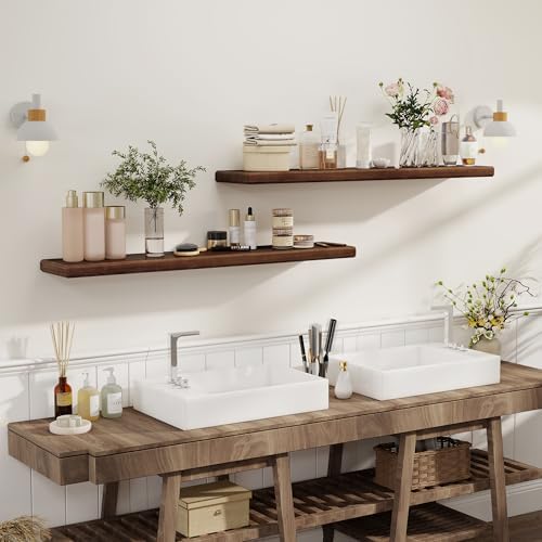 Axeman 48 Inch Walnut Floating Shelves Set of 2