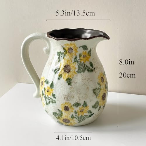 Ceramic Rustic Sunflower Vase for Home Decor