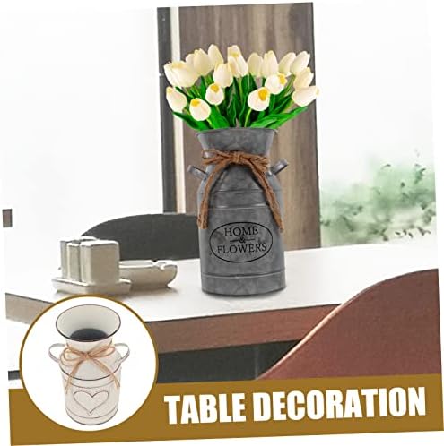 Rustic Iron Flower Bucket for Home and Office Decor