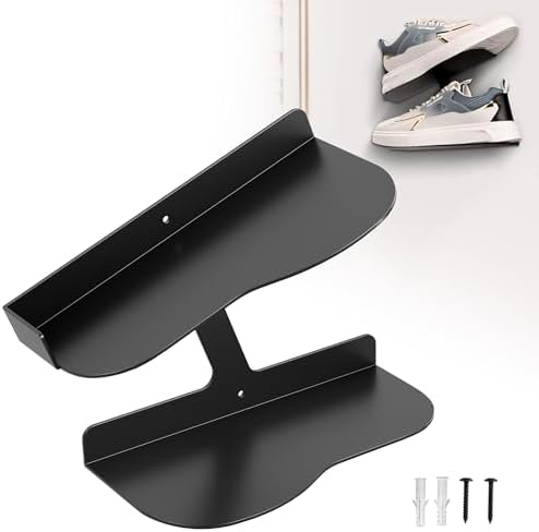 Floating Shoe Shelf Wall Mount Black H-Shape Design