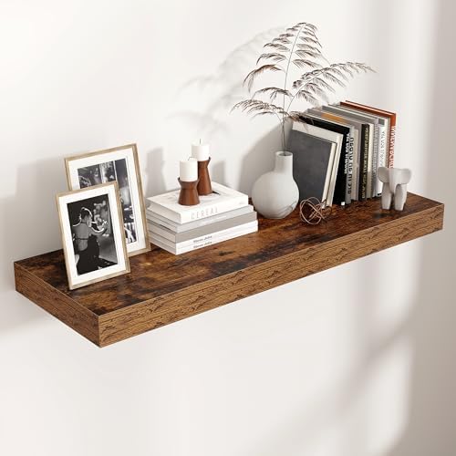 Venusmiles 36 Inch Wide Floating Wall Shelf - Brown