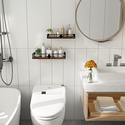 MEBRUDY Floating Shelves Set of 2 Rustic Wall Shelves with Rhombic Design