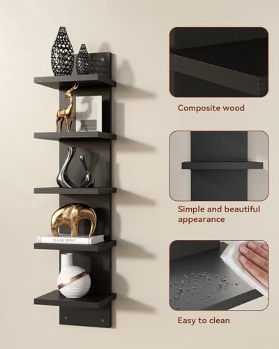 IBUYKE 5 Tier Wall Shelving Unit Black Vertical Storage Shelf