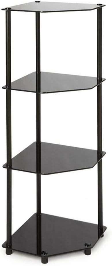 Convenience Concepts Designs2Go Classic 4 Tier Corner Shelf Black Glass