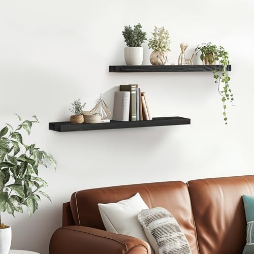 Floating Wall Shelves 2 Pack Rustic Black 16 Inch