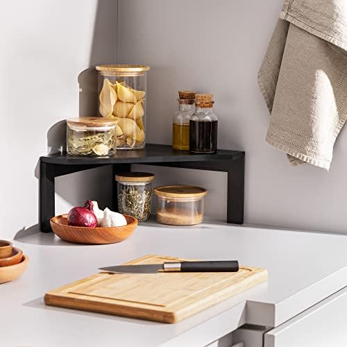 Navaris Bamboo Corner Shelf Unit - Black