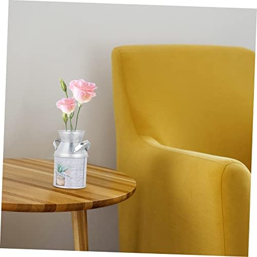 PRETYZOOM 3pcs Retro Tinplate Flower Vase with Handle