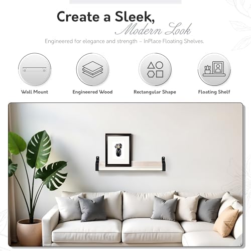 InPlace Wall Mounted Floating Shelf Distressed White 5x24x3