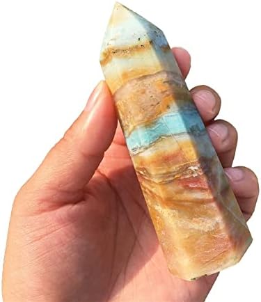 PEKMAR Natural Polished Amazonite Obelisk Crystal for Home Decor