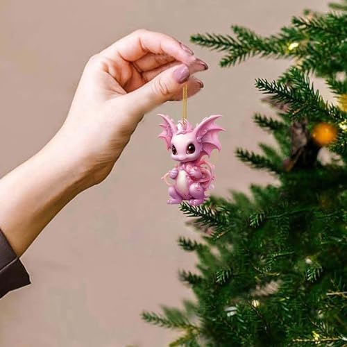 Generic Pink Dragon Christmas Tree Ornament Acrylic