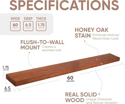 Homeforia 60 Inch Floating Honey Oak Shelves Set of 2