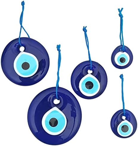Blue Evil Eye Hanging Ornament Set of 5 - Turkish Glass Nazar Charm
