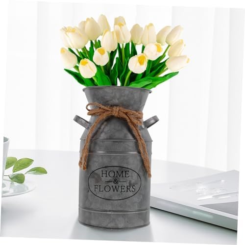 Rustic Iron Flower Bucket for Home and Office Decor