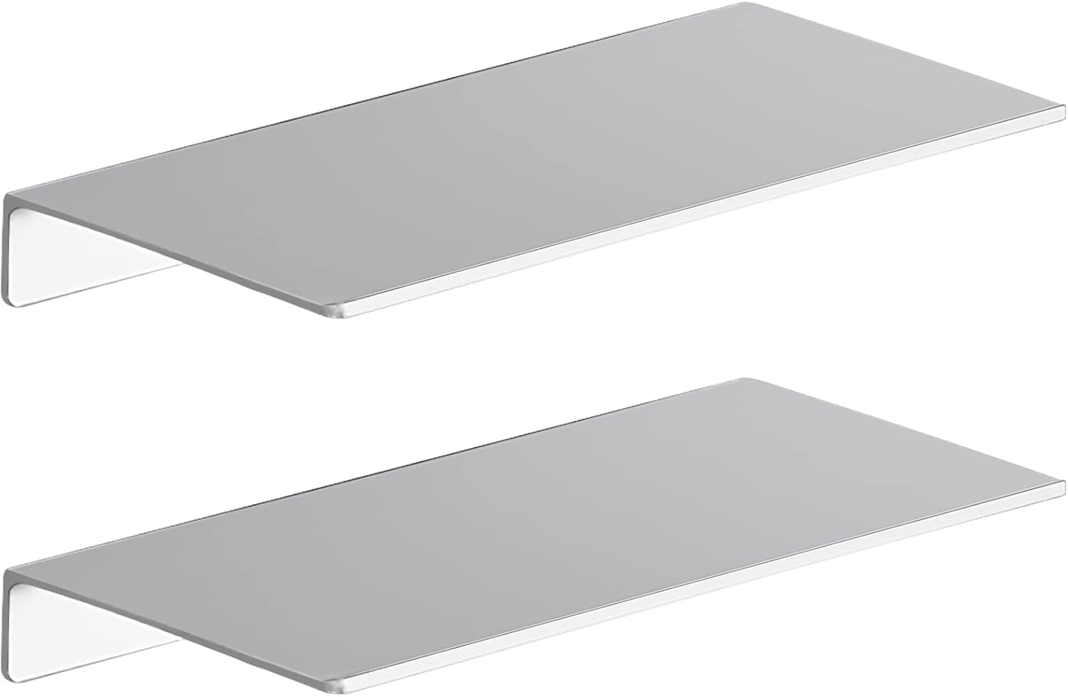 Danpoo 2PCS Silver Floating Shelves for Wall Storage