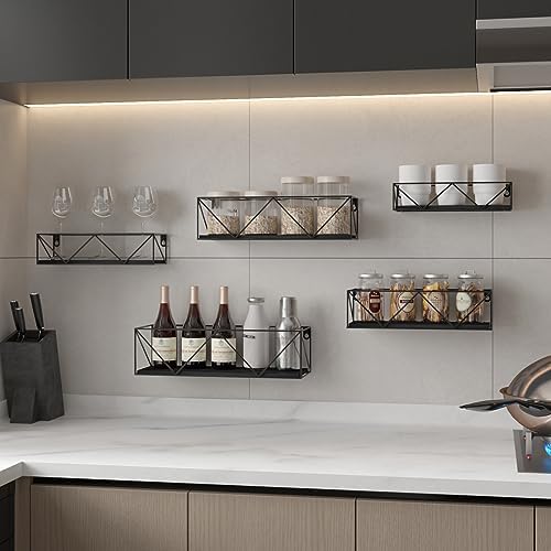 CRUGLA Black Floating Shelves Wall Mounted Set of 5