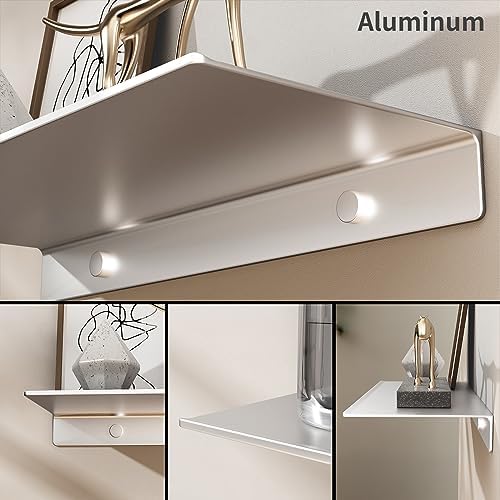 Danpoo 2PCS Silver Floating Shelves for Wall Storage