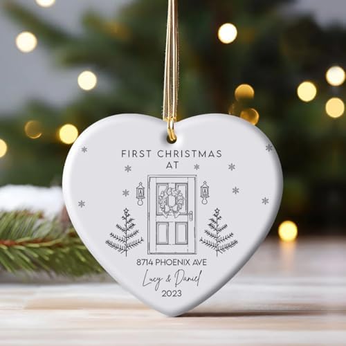First Christmas Custom Name and Address Personalized Ornament