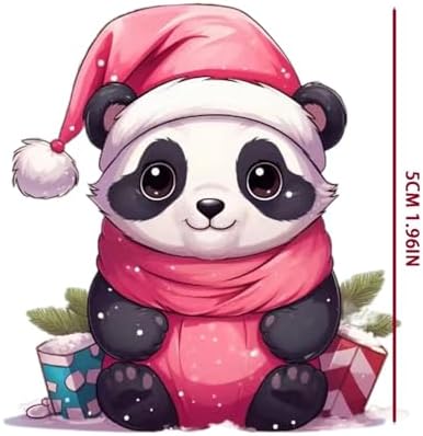 Pink Acrylic Christmas Panda Ornament Style C