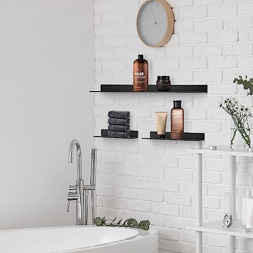 Z Metnal Floating Wall Shelves 20 Inch 2 Pack Matt Black