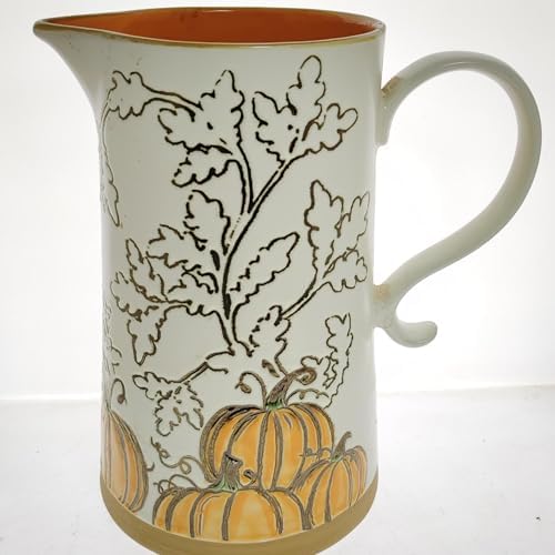 Big Decorative Ceramic Pitcher Vase with Pumpkin Design