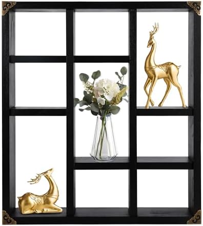 MITREL 177x157-Inch Shadow Box Shelf Set of 2 Classic Black