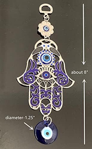 Betterdecor Blue Evil Eye Hamsa Hand Wall Hanging