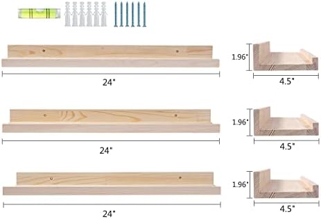 AZSKY Floating Picture Shelves Set of 3 24 Inch Wall Mount