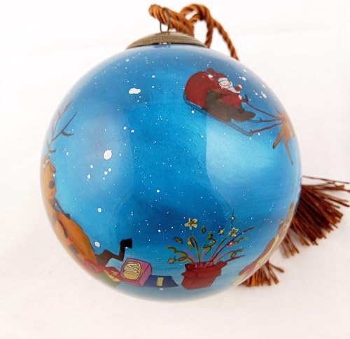 Festival Deer Hand-Painted Glass Ornament - Unique Artisan Gift