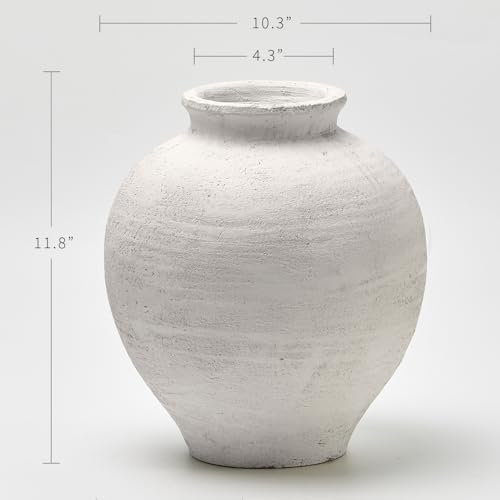 LB2 White Ceramic Large Vase 11 Inch Zen Style