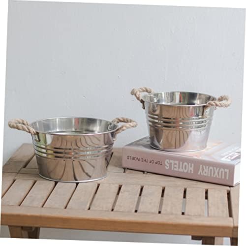BESPORTBLE Rustic Bucket Vase with Hemp Rope Handle