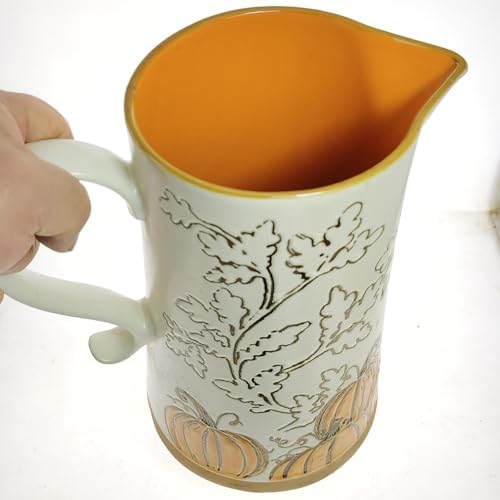Big Decorative Ceramic Pitcher Vase with Pumpkin Design
