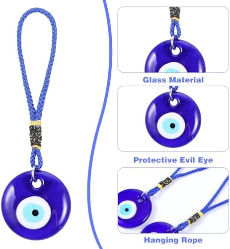 4 Pcs Blue Evil Eye Glass Hanging Pendant for Good Luck Protection