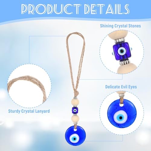 Evil Eye Car Hanging Ornament with Blue Beads