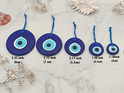 Blue Evil Eye Hanging Ornament Set of 5 - Turkish Glass Nazar Charm