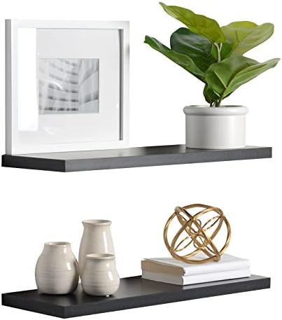 Delta Floating Shelves 2 Pack Black 24x8x1 Modern Wall Mounted
