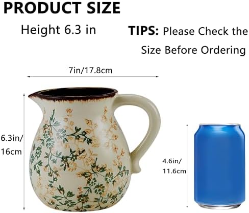 Green and Beige Handmade Ceramic Vase with Handle