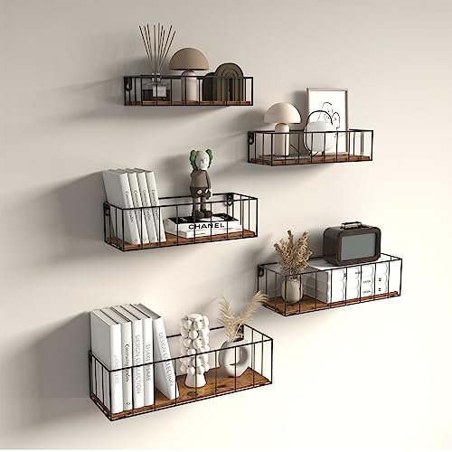 CRUGLA Floating Shelves Wall Mounted Set of 5