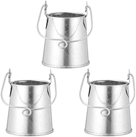 EXCEART 3pcs Retro Iron Flower Bucket Plant Container with Handle