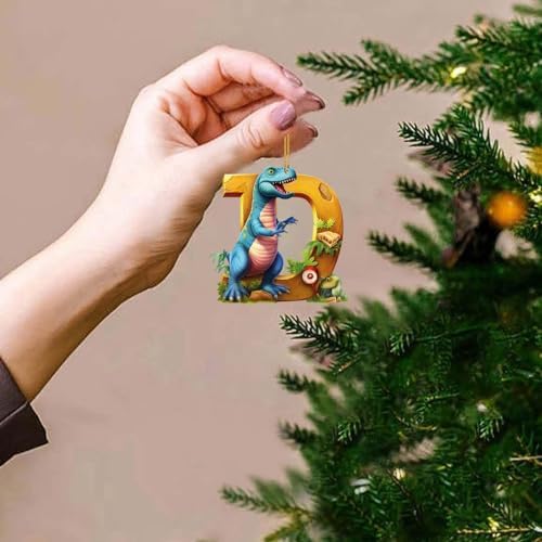Christmas Dinosaur Alphabet Letters Hanging Ornament A-Z Decor