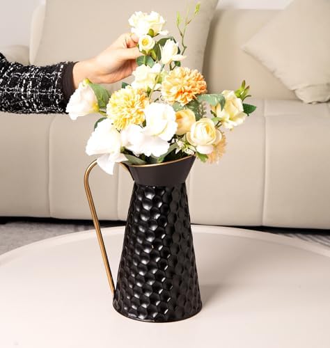 Elegant Black Metal Pitcher Vase for Home Dcor