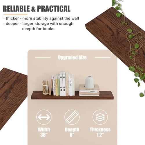 FLYJOE Natural Oak Floating Shelves Set of 2